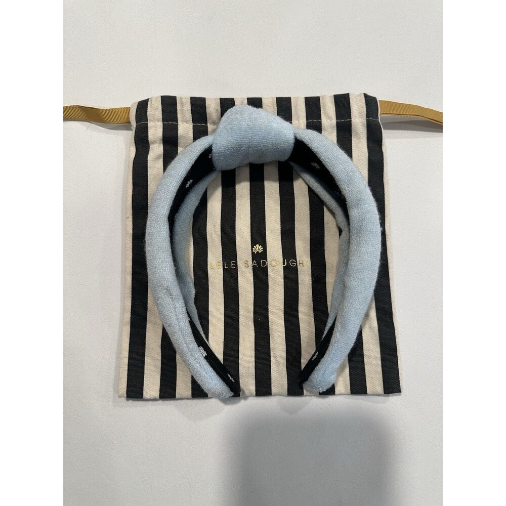 Lele Sadoughi Terry Cloth Top Knot Headband Baby Blue Light Blue + Dust Bag